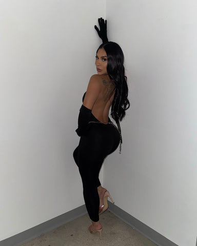 Deep Plunge Jumpsuit (With Sleeves)