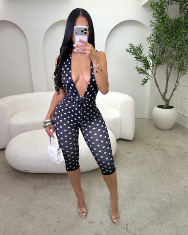 Polka After Dark Romper (Black)
