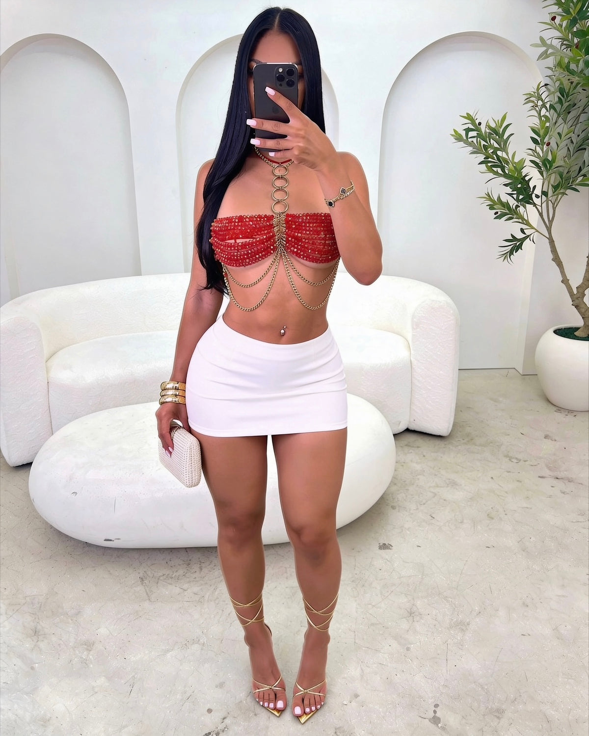 Ruby Siren Beaded Top