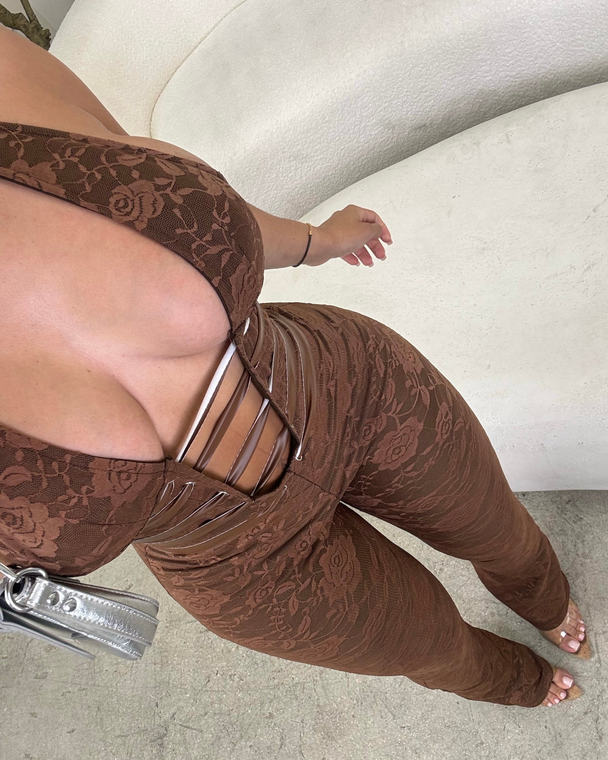 Keep It Sexy Lace Jumpsuit (Brown)