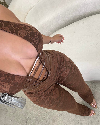 Keep It Sexy Lace Jumpsuit (Brown)