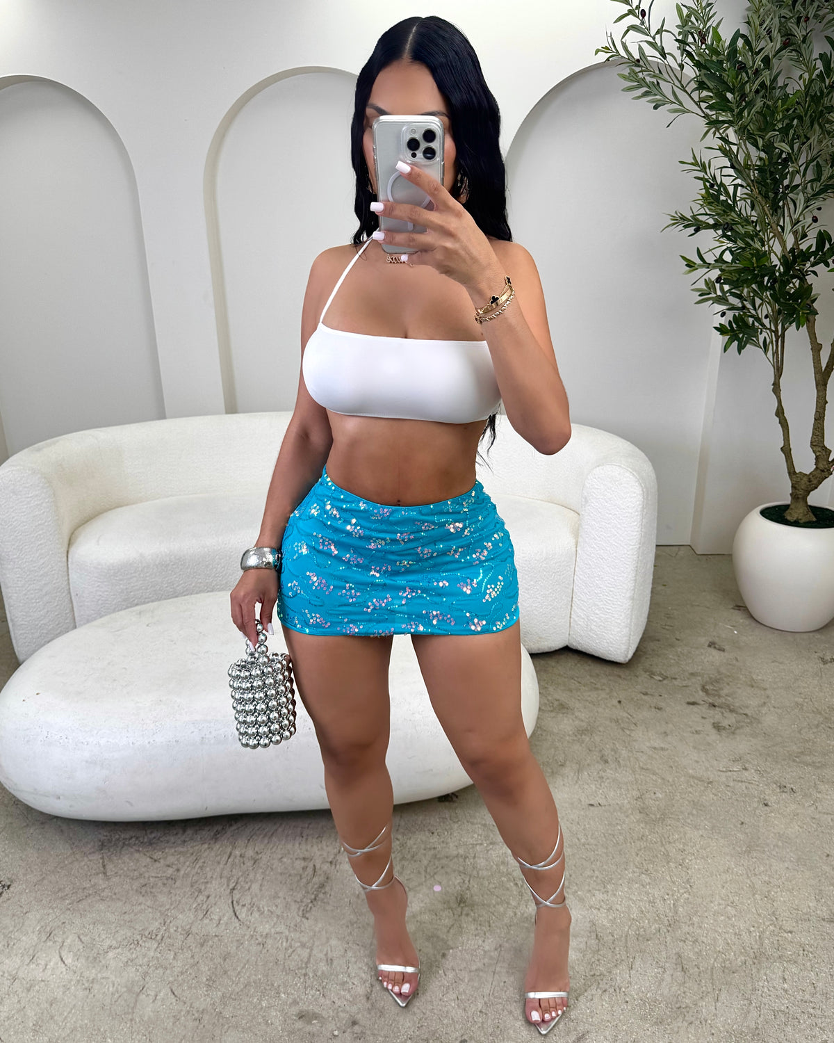 Oceans Sparkle Mini Skirt