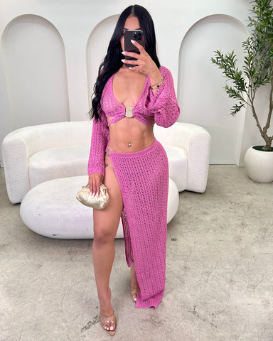 Crochet Dreams Maxi Set (Pink)