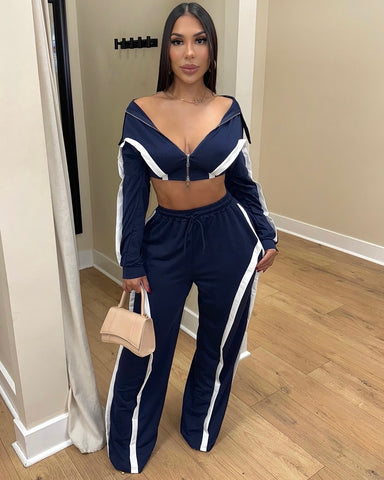 Navy Flare Lounge Set