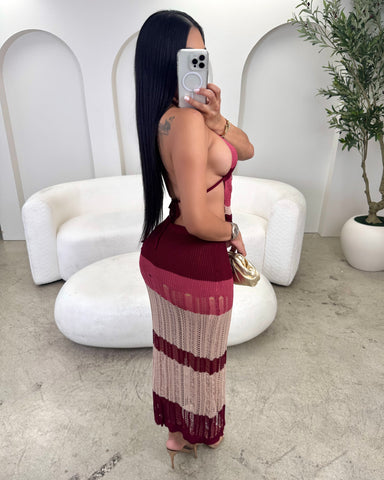 Brunch In Cairo Maxi Set (Burgandy)