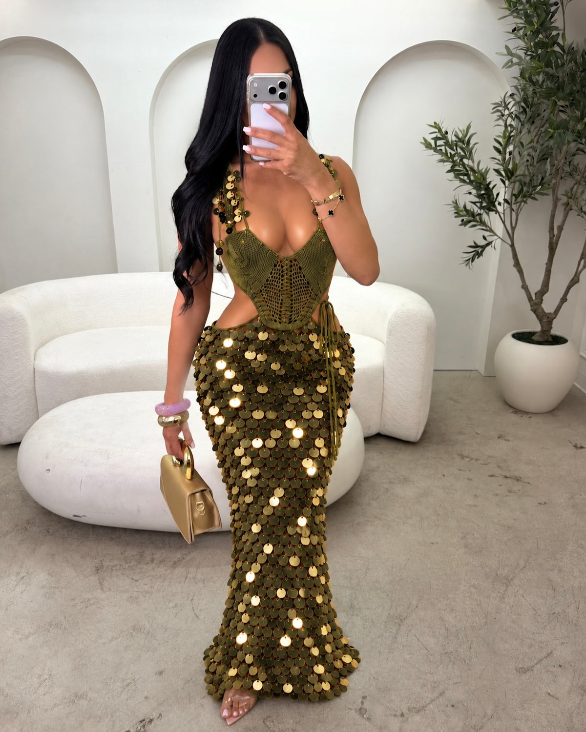 Golden Hour Goddess Maxi (Olive)