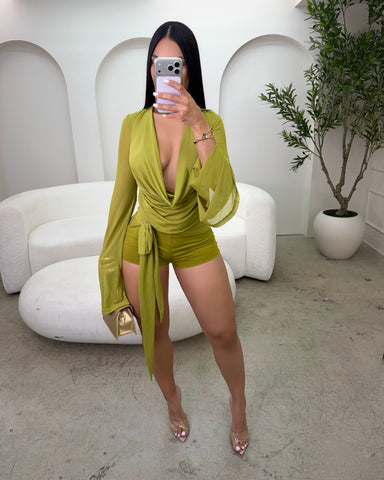 Sheer Love Romper (Olive)