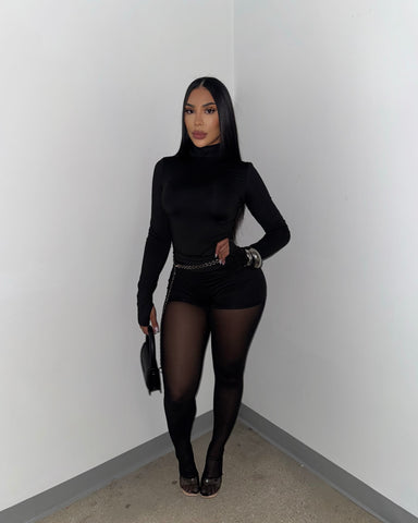 Kiss Me Slowly Mesh Set - Black (Stockings Incuded)