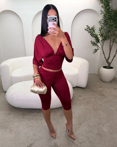 Kylie Capri Set (Wine)