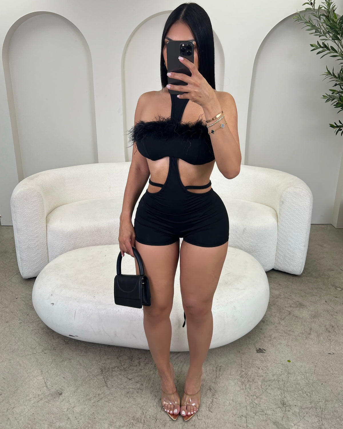 Feather Fantasy Cutout Romper