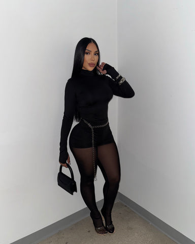 Kiss Me Slowly Mesh Set - Black (Stockings Incuded)