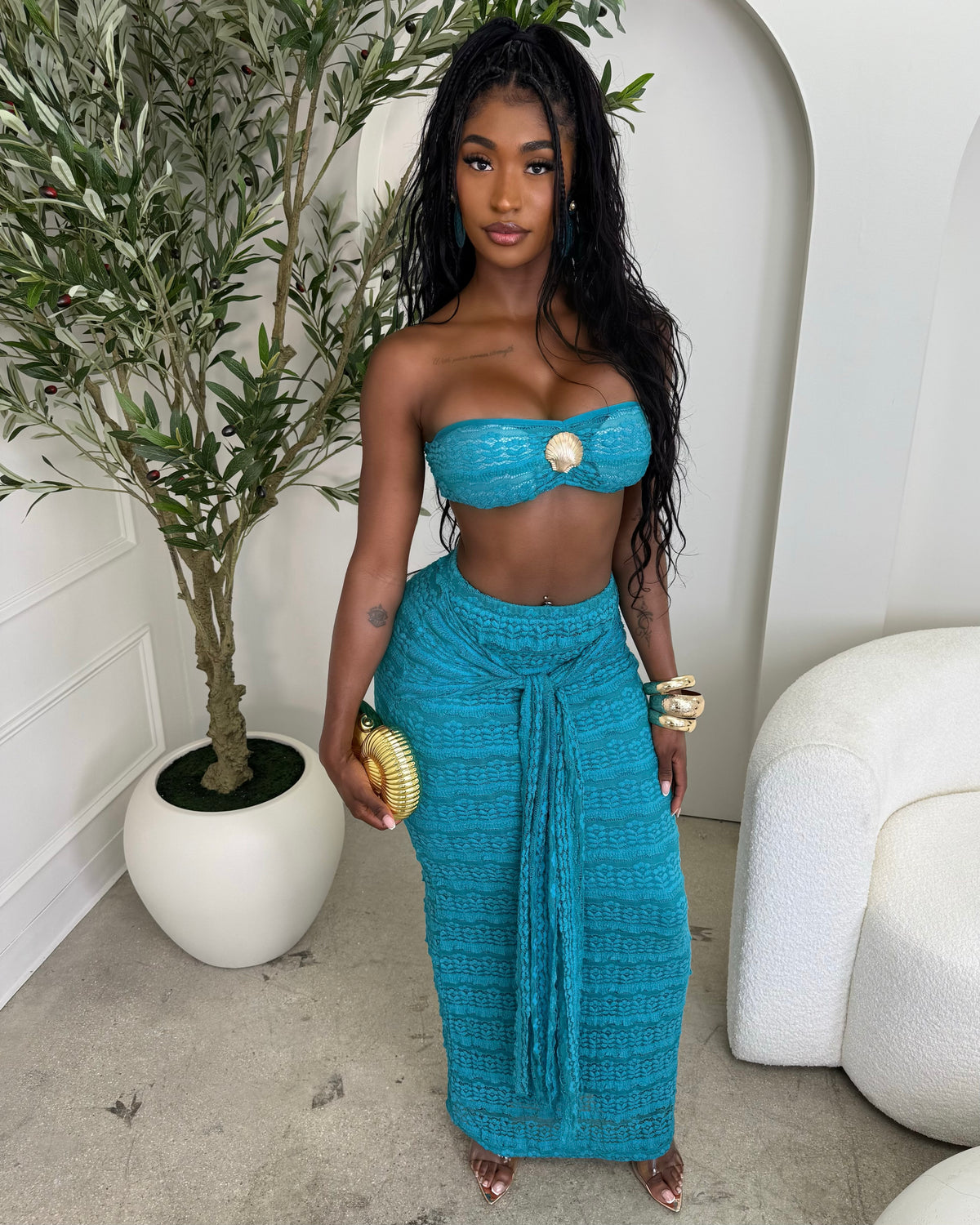 Tropical Envy Maxi Set (Turquoise)
