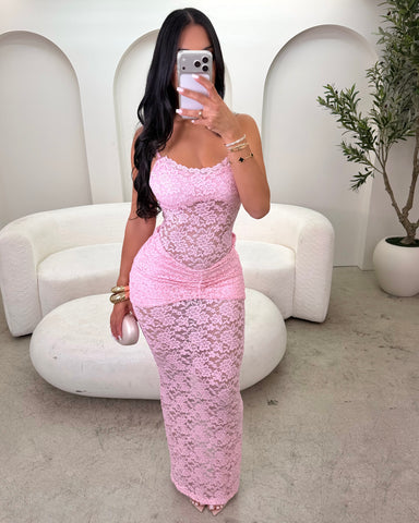 Pretty In Pink Lace Maxi