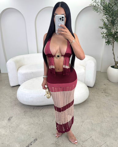 Brunch In Cairo Maxi Set (Burgandy)
