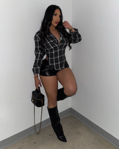 Black Plaid Top