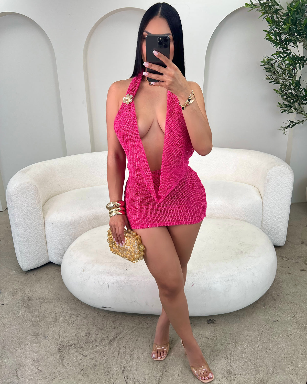 Honey Drip Crochet Mini (Pink)