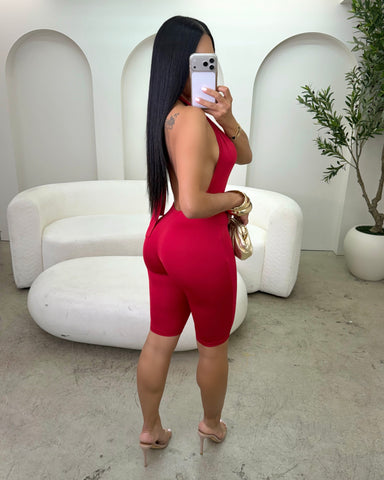Not So Basic Capri Romper (Red)