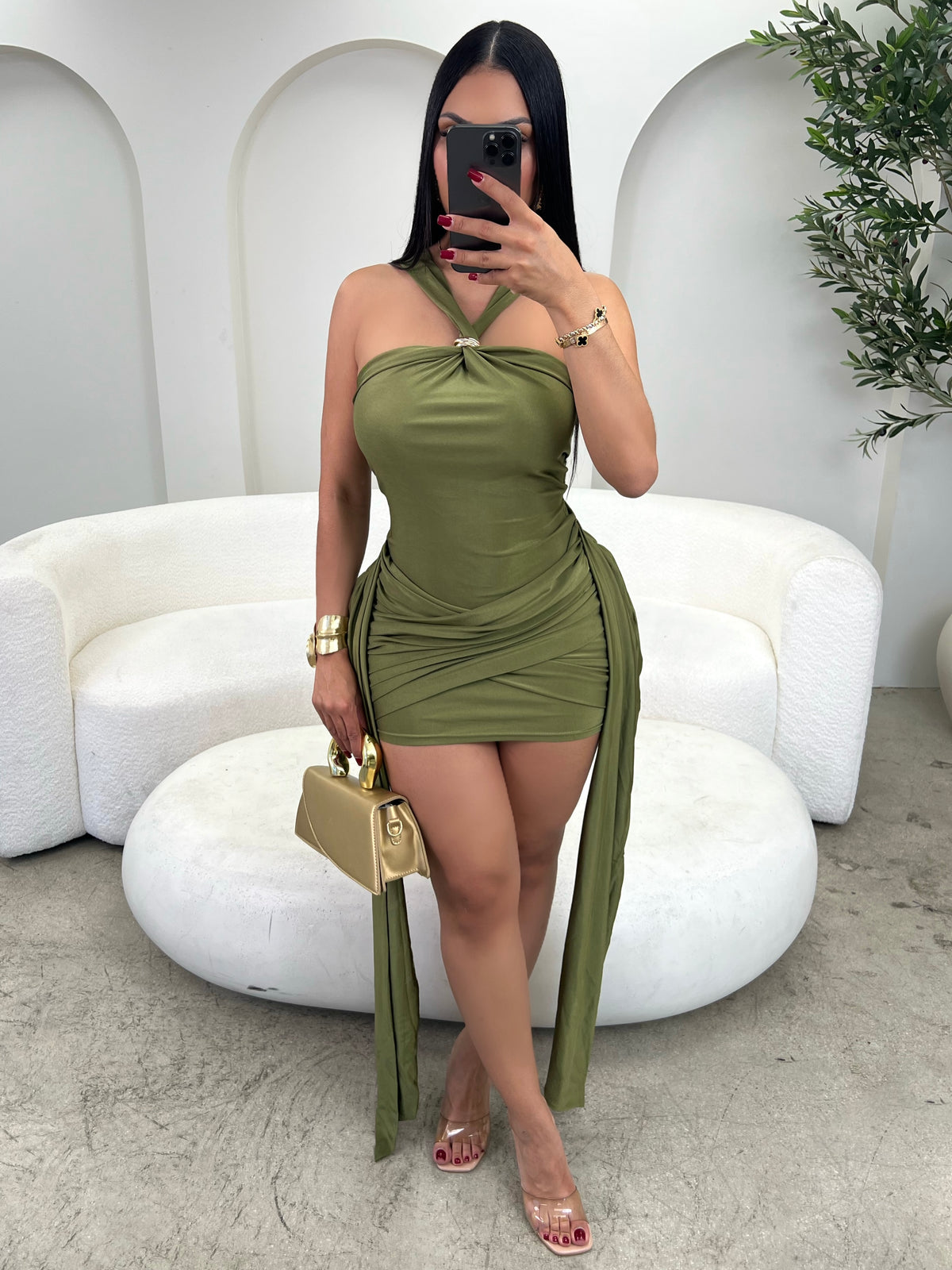 Olive Temptations Mini Dress