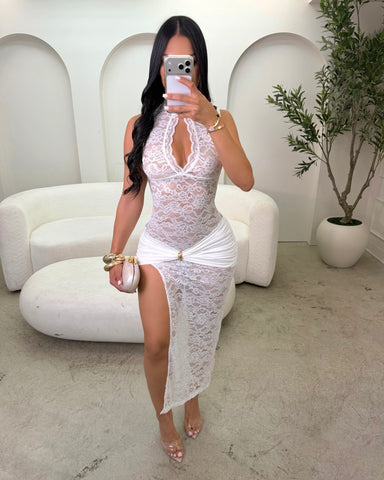 Hint of Gold Laced Maxi (White)