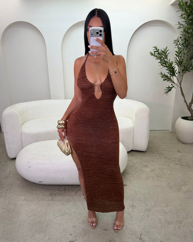 Sienna Maxi Dress (Brown)