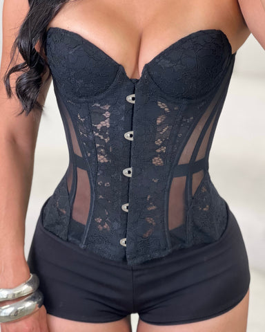 The Lace Hourglass Corset (Black)