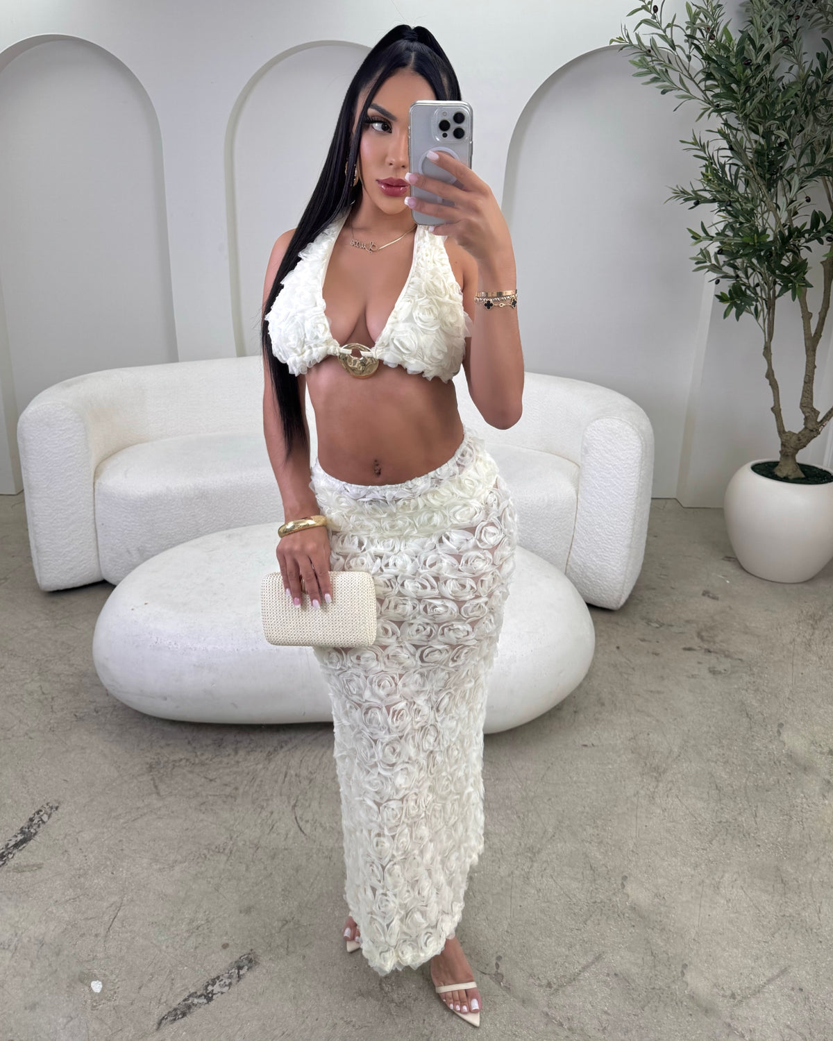 White Roses 3 Pc Set