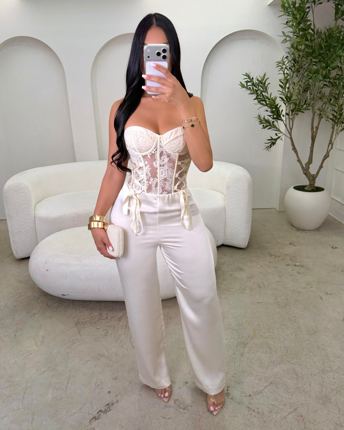 Champagne Silk Pants