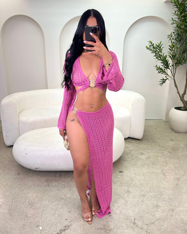 Crochet Dreams Maxi Set (Pink)