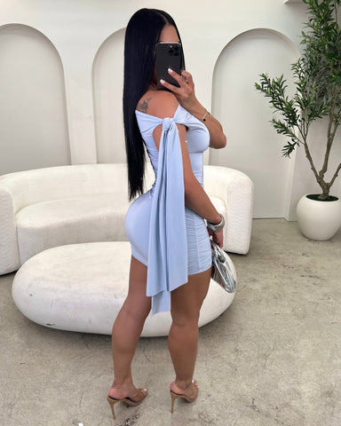 Savannah Assymetrical Bodycon Mini (Baby Blue)