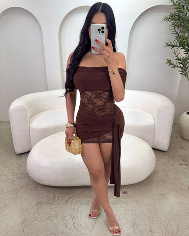 Espressos & Lace Mini Dress