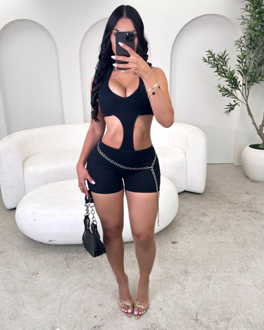 Been Bad Cutout Romper (Black)