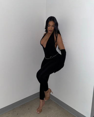 Deep Plunge Jumpsuit (With Sleeves)