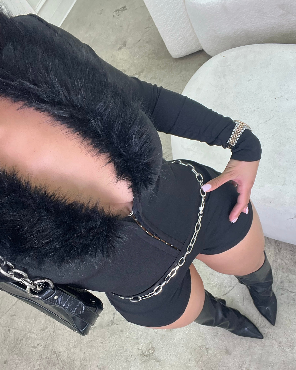 Cold Hearted Fur Romper