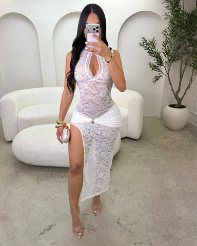 Hint of Gold Laced Maxi (White)