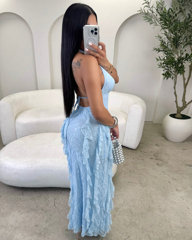 Mesmerized Blues Ruffled Maxi