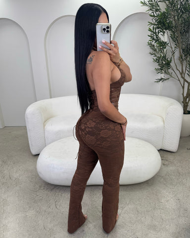 Keep It Sexy Lace Jumpsuit (Brown)