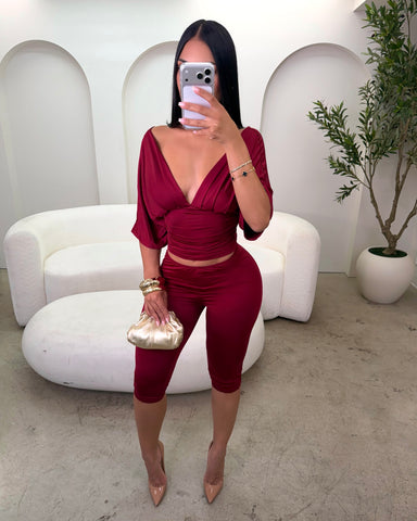 Kylie Capri Set (Wine)