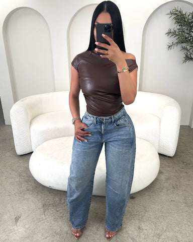 Mocha Leather Top