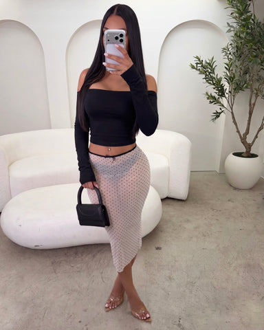 Polka Dot Mesh Skirt