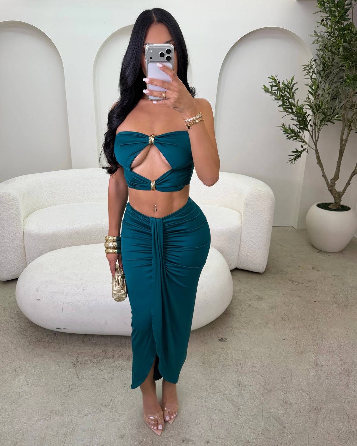Emerald Hour Skirt Set