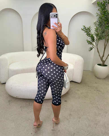 Polka After Dark Romper (Black)