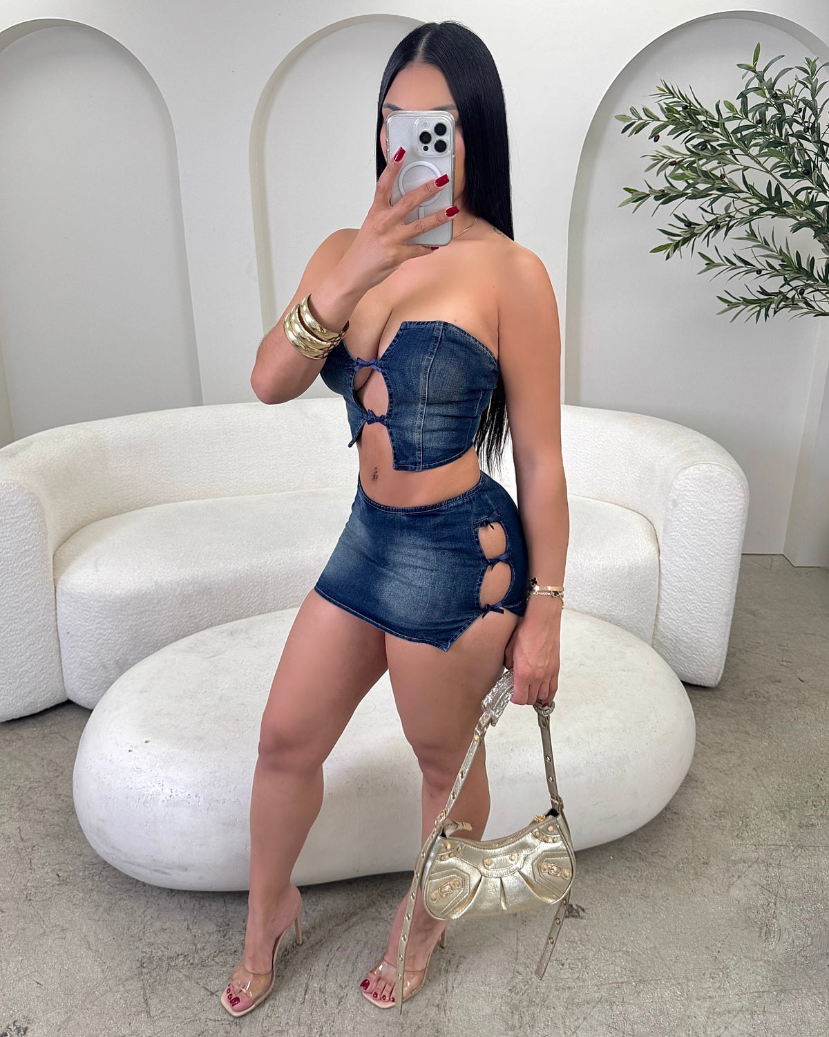 Denim Baddie Skirt Set