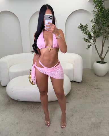 Pink Beaches 3Pc Swim Set