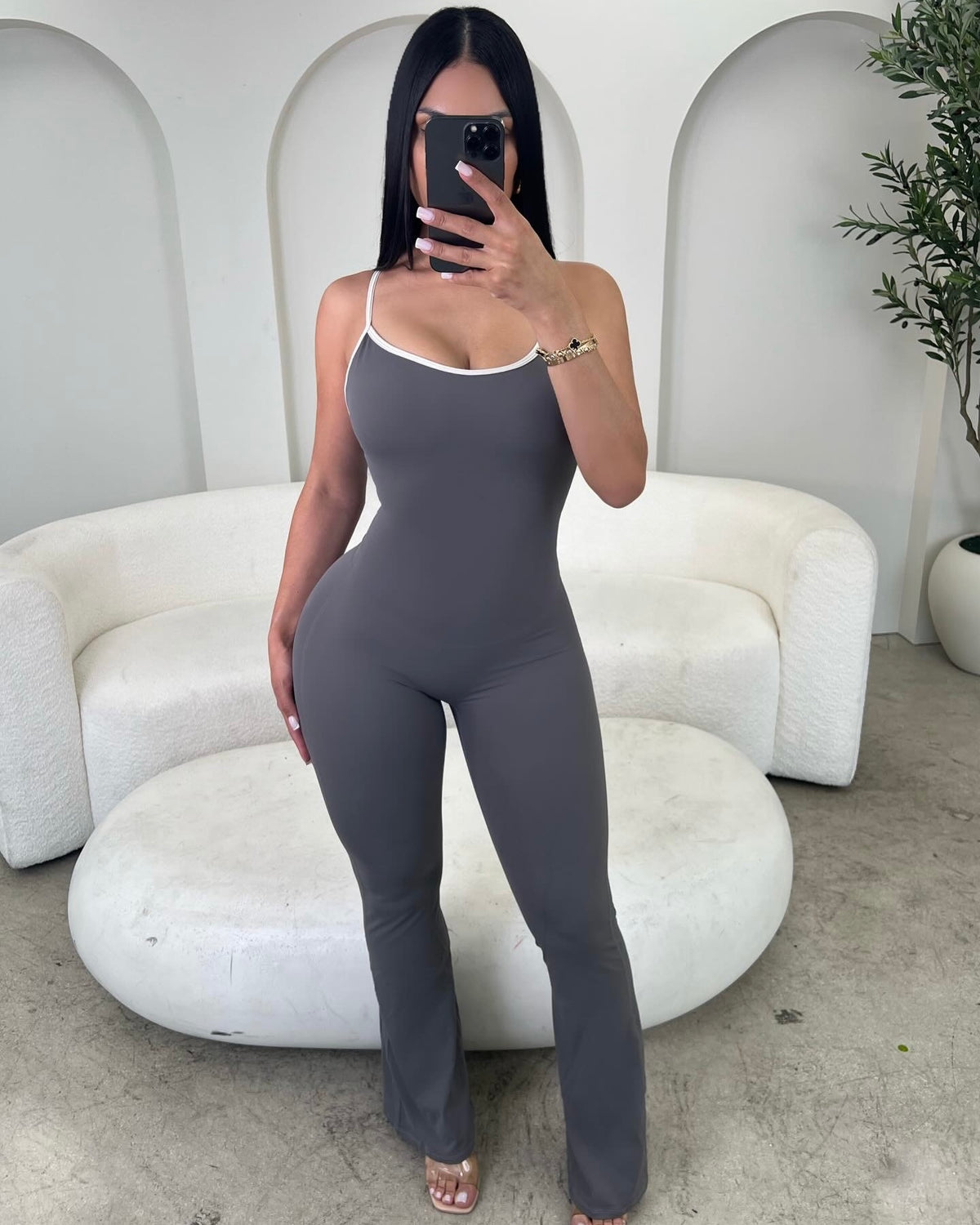 Grey Outlines Gym Jumpsuit