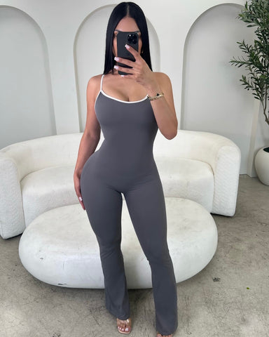 Grey Outlines Gym Jumpsuit