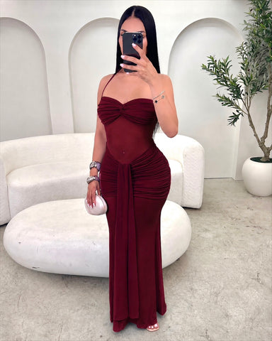 Avery Maxi Dress (Burgandy)