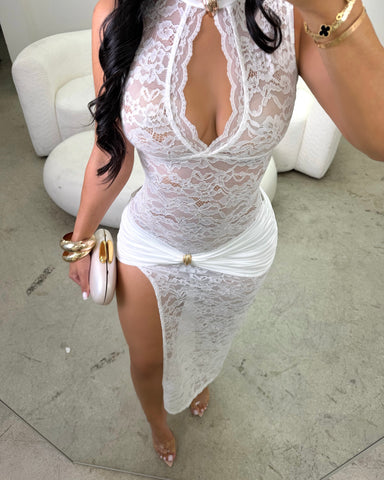 Hint of Gold Laced Maxi (White)