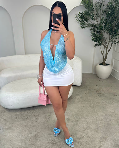 Island It Girl Sequin Top (BabyBlue)