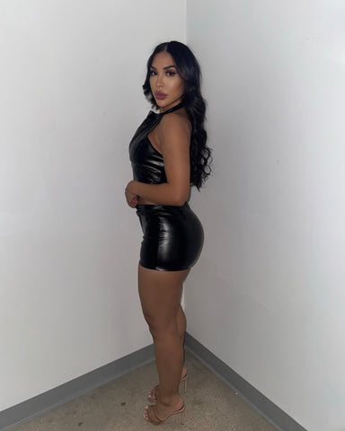 Baddie In Leather Short Set