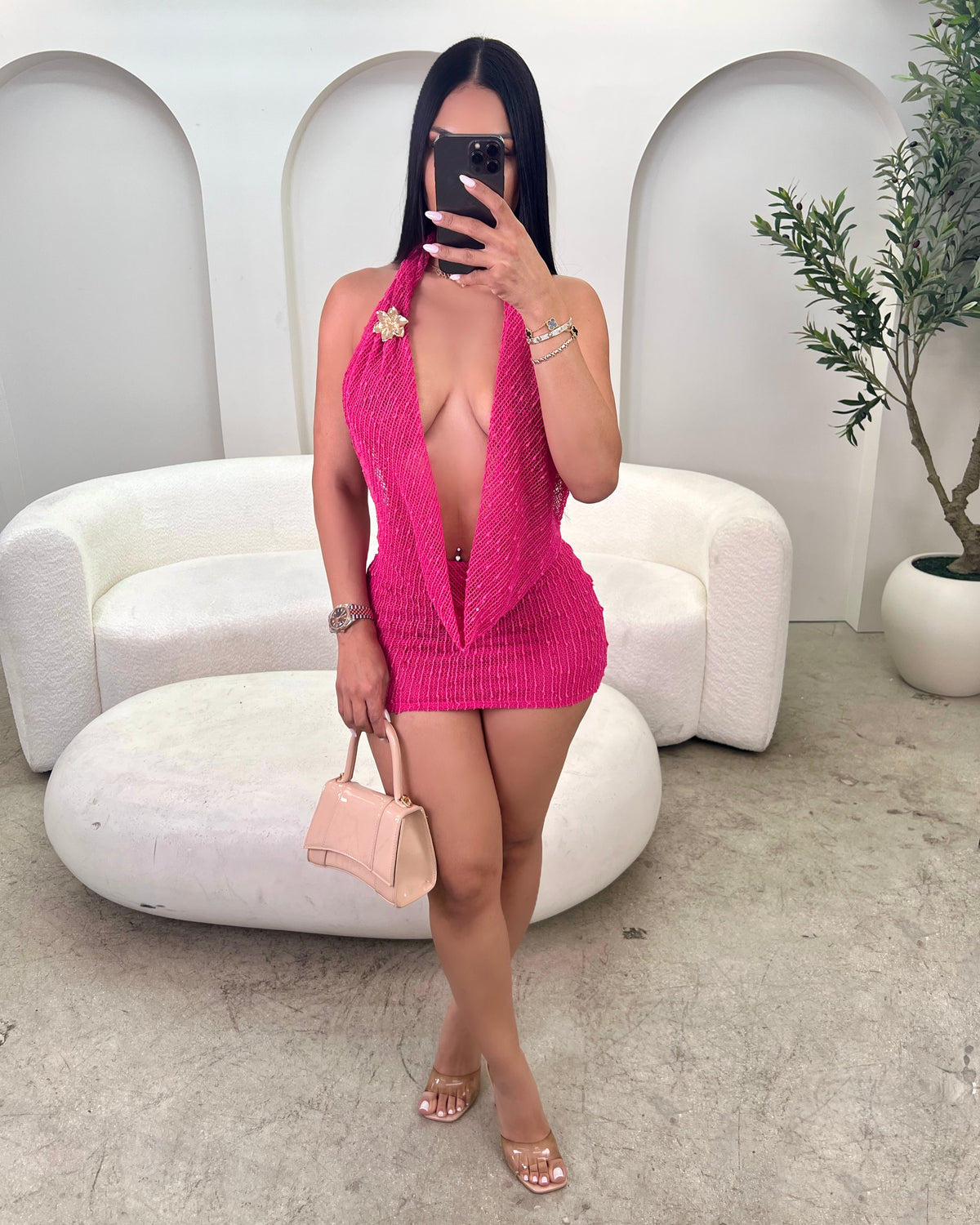 Honey Drip Crochet Mini (Pink)